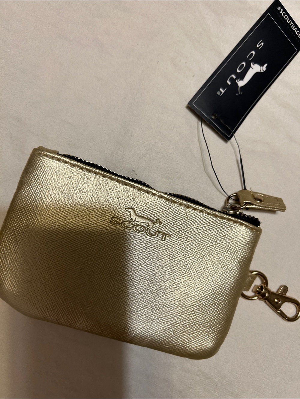 Scout Metallic Gold Mini Zip Pouch with Key Clip